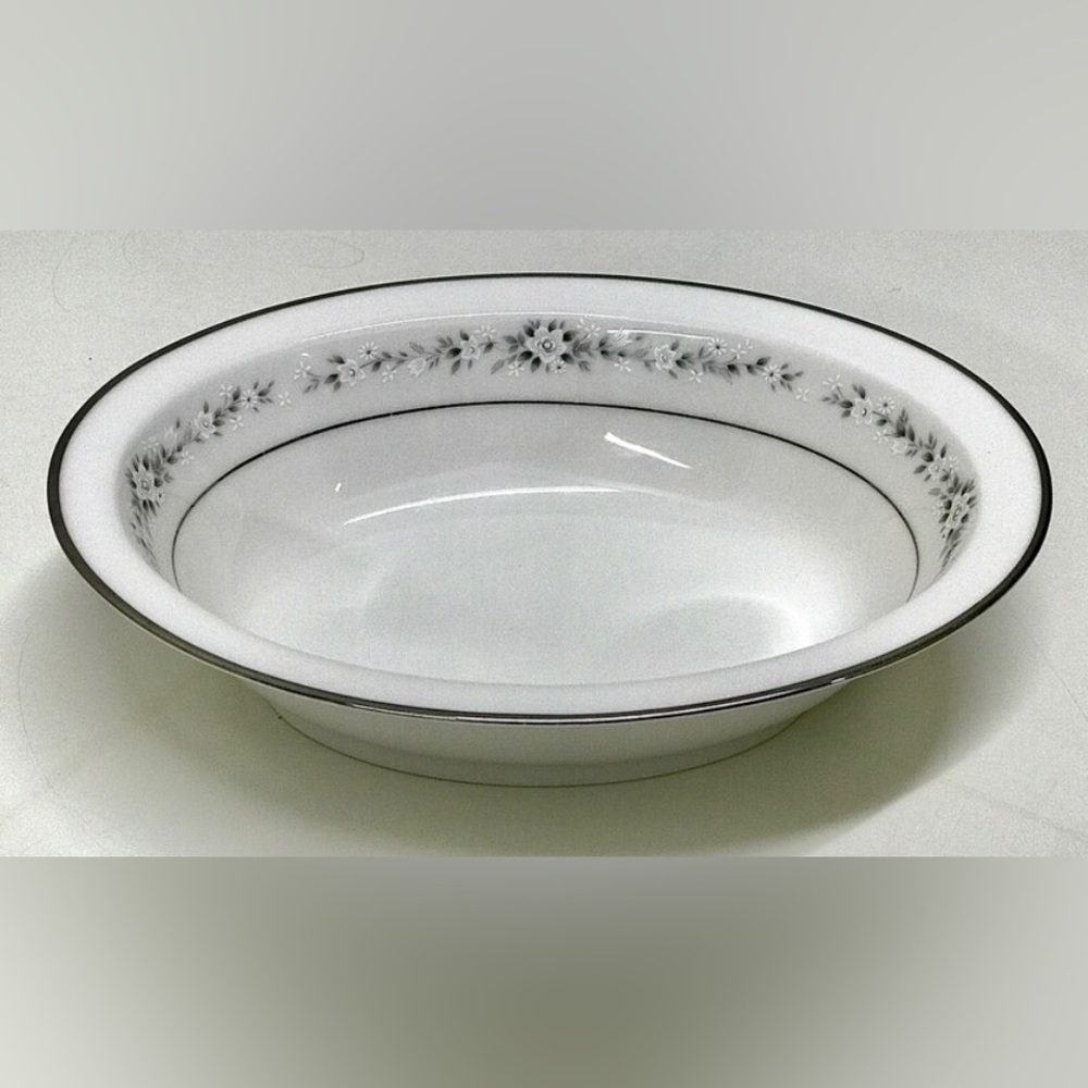 Vintage Mid Century NORITAKE IVORY CHINA Heather Platinum 10" Oval Serving Bowl